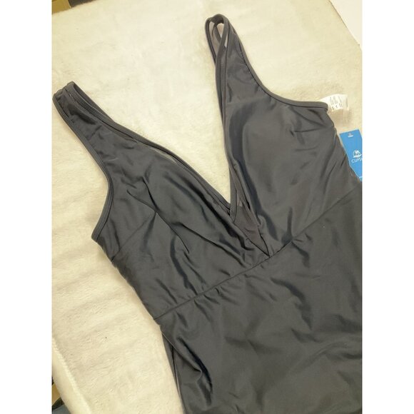 CupShe Extra Large XL Black Bathing Suit‎ NWT One Piece Swimsuit Mesh V-neck - Picture 3 of 12